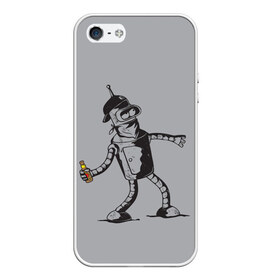 Чехол для iPhone 5/5S матовый с принтом Futurama Bender Banksy в Рязани, Силикон | Область печати: задняя сторона чехла, без боковых панелей | bender | express | fry | futurama | future | leela | philip | planet | turanga | zoidberg | бендер | будущее | джей | зойдберг | лила | родригес | сгибальщик | туранга | филип | фрай | футурама