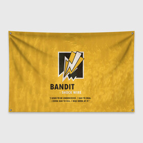 Флаг-баннер с принтом Bandit (R6s) в Рязани, 100% полиэстер | размер 67 х 109 см, плотность ткани — 95 г/м2; по краям флага есть четыре люверса для крепления | art | bandit | game | logo | rainbow | shooter | siege | six | ubisoft | арт | бандит | игра | игры | компьютерные | лого | оперативник | осада | персонаж | радуга 6 | шутер