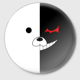 Значок с принтом Monokuma в Рязани,  металл | круглая форма, металлическая застежка в виде булавки | Тематика изображения на принте: anime | character | dangan ronpa | kawai | manga | аниме | анимэ | глаз | данганронпа | двухцветная | директор | злодей | из | изображение | кавай | крутой | лицо | манга | медведь | милый | мишка | на груди | необычный | нос