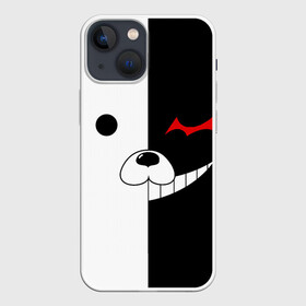 Чехол для iPhone 13 mini с принтом Monokuma в Рязани,  |  | anime | character | dangan ronpa | kawai | manga | аниме | анимэ | глаз | данганронпа | двухцветная | директор | злодей | из | изображение | кавай | крутой | лицо | манга | медведь | милый | мишка | на груди | необычный | нос