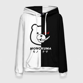 Женская толстовка 3D с принтом _Monokuma_ в Рязани, 100% полиэстер  | двухслойный капюшон со шнурком для регулировки, мягкие манжеты на рукавах и по низу толстовки, спереди карман-кенгуру с мягким внутренним слоем. | anime | character | dangan ronpa | kawai | manga | аниме | анимэ | глаз | данганронпа | двухцветная | директор | злодей | из | изображение | кавай | крутой | лицо | манга | медведь | милый | мишка | на груди | необычный | нос