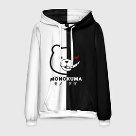 Мужская толстовка 3D с принтом _Monokuma_ в Рязани, 100% полиэстер | двухслойный капюшон со шнурком для регулировки, мягкие манжеты на рукавах и по низу толстовки, спереди карман-кенгуру с мягким внутренним слоем. | anime | character | dangan ronpa | kawai | manga | аниме | анимэ | глаз | данганронпа | двухцветная | директор | злодей | из | изображение | кавай | крутой | лицо | манга | медведь | милый | мишка | на груди | необычный | нос