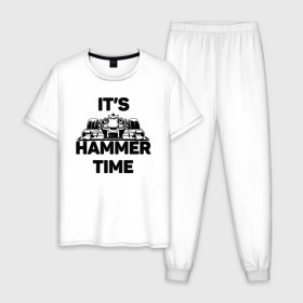 Мужская пижама хлопок с принтом Its hammer time в Рязани, 100% хлопок | брюки и футболка прямого кроя, без карманов, на брюках мягкая резинка на поясе и по низу штанин
 | Тематика изображения на принте: hammer time | lewis hamilton | льюис хэмильтон