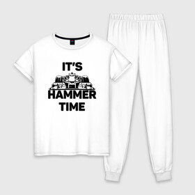 Женская пижама хлопок с принтом Its hammer time в Рязани, 100% хлопок | брюки и футболка прямого кроя, без карманов, на брюках мягкая резинка на поясе и по низу штанин | hammer time | lewis hamilton | льюис хэмильтон