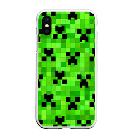 Чехол для iPhone XS Max матовый с принтом MINECRAFT в Рязани, Силикон | Область печати: задняя сторона чехла, без боковых панелей | block | criper | cube | minecraft | pixel | блок | геометрия | крафт | крипер | кубики | майнкрафт | пиксели