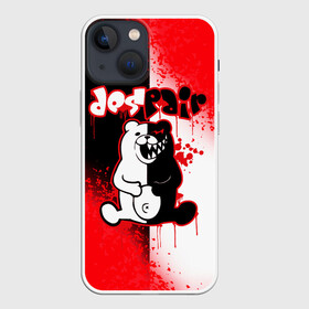 Чехол для iPhone 13 mini с принтом Монокума обтекает кровью в Рязани,  |  | anime | bear | black  white | danganronpa | kurokuma | monodam | monokuma | monomi | monotaro | pink | rabbit | school | shirokuma | аниме | главарь | мoноми | монокума | черно белый | школа