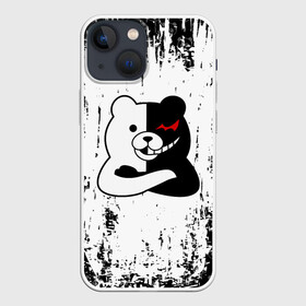 Чехол для iPhone 13 mini с принтом Монокума стоит сложа руки в Рязани,  |  | anime | bear | black  white | danganronpa | kurokuma | monodam | monokuma | monomi | monotaro | pink | rabbit | school | shirokuma | аниме | главарь | мoноми | монокума | черно белый | школа