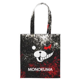 Сумка 3D повседневная с принтом MONOKUMA. в Рязани, 100% полиэстер | Плотность: 200 г/м2; Размер: 34×35 см; Высота лямок: 30 см | anime | bear | black  white | danganronpa | kurokuma | monodam | monokuma | monomi | monotaro | pink | rabbit | school | shirokuma | аниме | главарь | мoноми | монокума | черно белый | школа