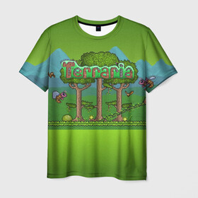 Мужская футболка 3D с принтом Terraria в Рязани, 100% полиэфир | прямой крой, круглый вырез горловины, длина до линии бедер | minecraft | terraria | инди игры | майнкрафт | террария