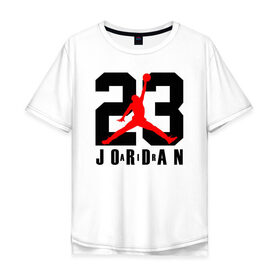 Мужская футболка хлопок Oversize с принтом MICHAEL JORDAN (23) в Рязани, 100% хлопок | свободный крой, круглый ворот, “спинка” длиннее передней части | 