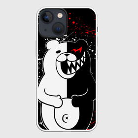 Чехол для iPhone 13 mini с принтом monokuma хохочет в Рязани,  |  | anime | bear | black  white | danganronpa | kurokuma | monodam | monokuma | monomi | monotaro | rabbit | school | shirokuma | аниме | главарь | мoноми | монокума | черно белый | школа