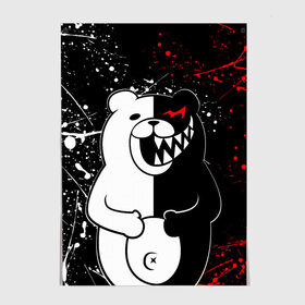 Постер с принтом MONOKUMA в Рязани, 100% бумага
 | бумага, плотность 150 мг. Матовая, но за счет высокого коэффициента гладкости имеет небольшой блеск и дает на свету блики, но в отличии от глянцевой бумаги не покрыта лаком | anime | bear | black  white | danganronpa | kurokuma | monodam | monokuma | monomi | monotaro | rabbit | school | shirokuma | аниме | главарь | мoноми | монокума | черно белый | школа