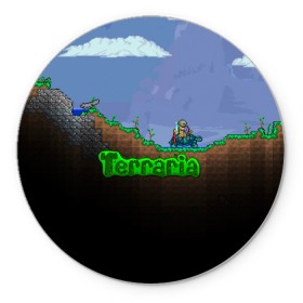 Коврик для мышки круглый с принтом terraria game в Рязани, резина и полиэстер | круглая форма, изображение наносится на всю лицевую часть | game | pixel | terraria | игра | пиксель | террариа