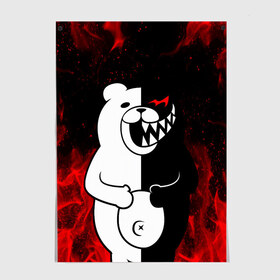 Постер с принтом MONOKUMA в Рязани, 100% бумага
 | бумага, плотность 150 мг. Матовая, но за счет высокого коэффициента гладкости имеет небольшой блеск и дает на свету блики, но в отличии от глянцевой бумаги не покрыта лаком | anime | bear | black  white | danganronpa | kurokuma | monodam | monokuma | monomi | monotaro | rabbit | school | shirokuma | аниме | главарь | мoноми | монокума | черно белый | школа