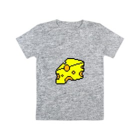 Детская футболка хлопок с принтом Сыр-пиксели в Рязани, 100% хлопок | круглый вырез горловины, полуприлегающий силуэт, длина до линии бедер | Тематика изображения на принте: 