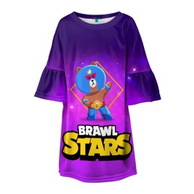 Детское платье 3D с принтом Brawl Stars. El Brown в Рязани, 100% полиэстер | прямой силуэт, чуть расширенный к низу. Круглая горловина, на рукавах — воланы | bo | brawl | brock | bull | colt | dynamike | elprimo | jessie | leon | moba | nita | shelly | stars | бо | брок | булл | джесси | динамайк | кольт | леон | нита | шелли | эльпримо