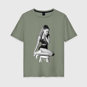 Женская футболка хлопок Oversize с принтом ARIANA GRANDE. в Рязани, 100% хлопок | свободный крой, круглый ворот, спущенный рукав, длина до линии бедер
 | ariana grande | k bye for now | nickelodeon | американская актриса | ари | ариана | ариана гранде | ариана гранде бутера | грандес | королевы крика | селена гомез