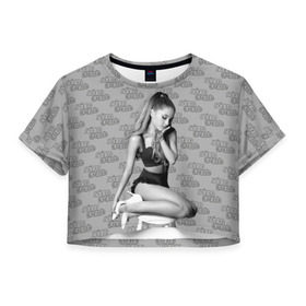 Женская футболка Crop-top 3D с принтом ARIANA GRANDE. в Рязани, 100% полиэстер | круглая горловина, длина футболки до линии талии, рукава с отворотами | ariana grande | k bye for now | nickelodeon | американская актриса | ари | ариана | ариана гранде | ариана гранде бутера | грандес | королевы крика | селена гомез