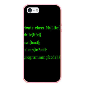 Чехол для iPhone 5/5S матовый Жизнь программиста: в Рязани, Силикон | Область печати: задняя сторона чехла, без боковых панелей | Тематика изображения на принте: жизнь | код | програмист | программист