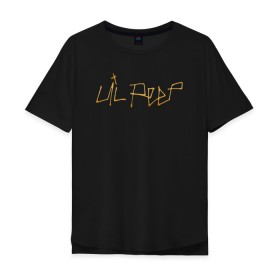 Мужская футболка хлопок Oversize с принтом LIL PEEP GOLDEN LOGO в Рязани, 100% хлопок | свободный крой, круглый ворот, “спинка” длиннее передней части | lil peep | lil prince | pink | зарубежная музыка | лил пип | маленький принц