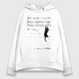 Женское худи Oversize хлопок с принтом Music cat в Рязани, френч-терри — 70% хлопок, 30% полиэстер. Мягкий теплый начес внутри —100% хлопок | боковые карманы, эластичные манжеты и нижняя кромка, капюшон на магнитной кнопке | animal | cat | cute | kitty | meow | друг | животные | киска | китти | кот | котенок | котик | кошечка | кошка | лев | леопард | милый | мур | мяу | пантера | питомец | рысь | тигр | улыбка