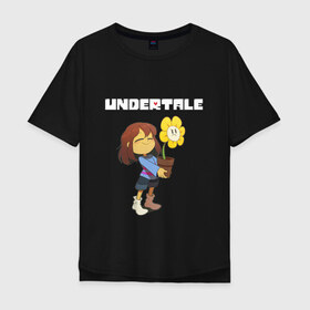 Мужская футболка хлопок Oversize с принтом UNDERTALE в Рязани, 100% хлопок | свободный крой, круглый ворот, “спинка” длиннее передней части | asriel dreemurr | chara | frisk | gaster blaster | sans | undertale | азриэль дримурр | андертейл | андрайн | гастер | меттатон | санс | фриск | чара