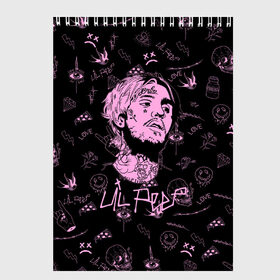 Скетчбук с принтом LIL PEEP в Рязани, 100% бумага
 | 48 листов, плотность листов — 100 г/м2, плотность картонной обложки — 250 г/м2. Листы скреплены сверху удобной пружинной спиралью | lil peep | lil prince | pink | зарубежная музыка | лил пип | маленький принц