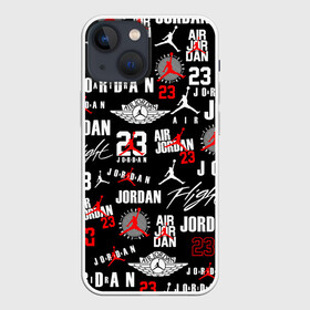 Чехол для iPhone 13 mini с принтом MICHAEL JORDAN LOGOBOMBING в Рязани,  |  | 23 | bulls | chicago bulls | jordan | logo | michael jordan | nba | paris saint germain | psg | red | sport | быки | джордан | лого | майкл джордан | псж | спорт | чикаго буллс