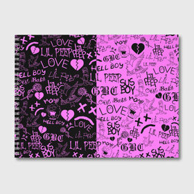 Альбом для рисования с принтом LIL PEEP LOGOBOMBING BLACK PINK в Рязани, 100% бумага
 | матовая бумага, плотность 200 мг. | lil peep | lil prince | pink | зарубежная музыка | лил пип | маленький принц