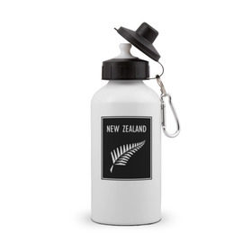Бутылка спортивная с принтом Регби. Новая Зеландия в Рязани, металл | емкость — 500 мл, в комплекте две пластиковые крышки и карабин для крепления | rugby | регби | спорт | футбол
