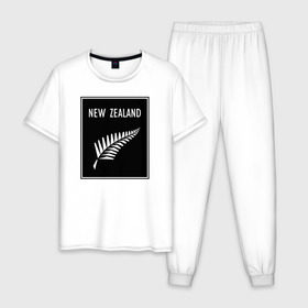 Мужская пижама хлопок с принтом Регби. Новая Зеландия в Рязани, 100% хлопок | брюки и футболка прямого кроя, без карманов, на брюках мягкая резинка на поясе и по низу штанин
 | rugby | регби | спорт | футбол