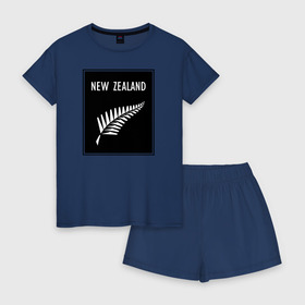 Женская пижама с шортиками хлопок с принтом Регби Новая Зеландия в Рязани, 100% хлопок | футболка прямого кроя, шорты свободные с широкой мягкой резинкой | rugby | регби | спорт | футбол