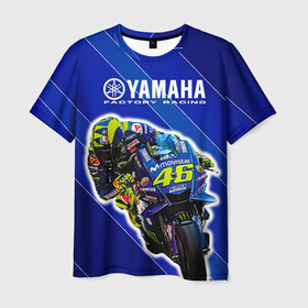 Мужская футболка 3D с принтом Valentino Rossi в Рязани, 100% полиэфир | прямой крой, круглый вырез горловины, длина до линии бедер | Тематика изображения на принте: bike | bikes | moto | moto gp | motogp | rossi | vale | valentino rossi | yamaha | yamaha motogp | байкер | вале | валентино росси | мото | мото гп | мотогонки | мотогп | мотоцикл | мотоциклист | мотоциклы | росси