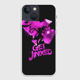 Чехол для iPhone 13 mini с принтом Get Jinxed в Рязани,  |  | Тематика изображения на принте: jinx | kda | league | lol | moba | pentakill | riot | rise | rus | skins | варвик | варус | воин | легенд | лига | лол | маг | стрелок | танк | чемпион