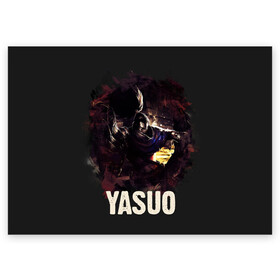 Поздравительная открытка с принтом Yasuo в Рязани, 100% бумага | плотность бумаги 280 г/м2, матовая, на обратной стороне линовка и место для марки
 | Тематика изображения на принте: jinx | kda | league | lol | moba | pentakill | riot | rise | rus | skins | варвик | варус | воин | легенд | лига | лол | маг | стрелок | танк | чемпион