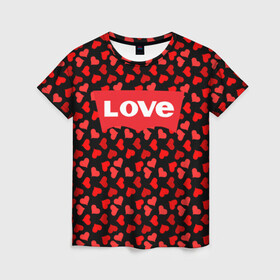 Женская футболка 3D с принтом Love в Рязани, 100% полиэфир ( синтетическое хлопкоподобное полотно) | прямой крой, круглый вырез горловины, длина до линии бедер | 14 | day | february | heart | levi | levis | saint | strauss | valentines | валентина | день | левис | ливай | ливайс | любовь | святого | сердце | февраля | штраусс