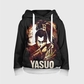 Детская толстовка 3D с принтом Yasuo в Рязани, 100% полиэстер | двухслойный капюшон со шнурком для регулировки, мягкие манжеты на рукавах и по низу толстовки, спереди карман-кенгуру с мягким внутренним слоем | jinx | kda | league | lol | moba | pentakill | riot | rise | rus | skins | варвик | варус | воин | легенд | лига | лол | маг | стрелок | танк | чемпион