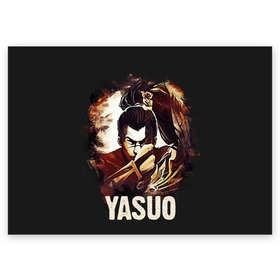 Поздравительная открытка с принтом Yasuo в Рязани, 100% бумага | плотность бумаги 280 г/м2, матовая, на обратной стороне линовка и место для марки
 | jinx | kda | league | lol | moba | pentakill | riot | rise | rus | skins | варвик | варус | воин | легенд | лига | лол | маг | стрелок | танк | чемпион