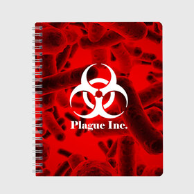 Тетрадь с принтом PLAGUE INC в Рязани, 100% бумага | 48 листов, плотность листов — 60 г/м2, плотность картонной обложки — 250 г/м2. Листы скреплены сбоку удобной пружинной спиралью. Уголки страниц и обложки скругленные. Цвет линий — светло-серый
 | molecule | plague inc | абстракция | бактерии | вирус | клетки | медицина | микробы | молекулы | наука | нейрон | нейроны | планета | текстура | текстуры | формула