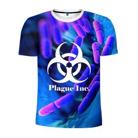 Мужская футболка 3D спортивная с принтом PLAGUE INC. в Рязани, 100% полиэстер с улучшенными характеристиками | приталенный силуэт, круглая горловина, широкие плечи, сужается к линии бедра | Тематика изображения на принте: molecule | plague inc | абстракция | бактерии | вирус | клетки | медицина | микробы | молекулы | наука | нейрон | нейроны | планета | текстура | текстуры | формула