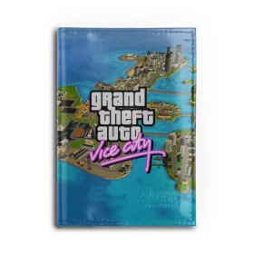 Обложка для автодокументов с принтом GRAND THEFT AUTO:VICE CITY в Рязани, натуральная кожа |  размер 19,9*13 см; внутри 4 больших “конверта” для документов и один маленький отдел — туда идеально встанут права | grand theft auto 2 | grand theft auto 3 | grand theft auto v | grand theft auto: san andreas | grand theft auto: vice city | gta 5 | gta online | gta v | город | игры