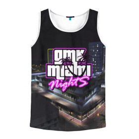 Мужская майка 3D с принтом GTA MIAMI NIGHTS в Рязани, 100% полиэстер | круглая горловина, приталенный силуэт, длина до линии бедра. Пройма и горловина окантованы тонкой бейкой | Тематика изображения на принте: grand theft auto 2 | grand theft auto 3 | grand theft auto v | grand theft auto: san andreas | grand theft auto: vice city | gta 5 | gta online | gta v | город | игры