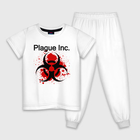 Детская пижама хлопок с принтом Plague Inc в Рязани, 100% хлопок |  брюки и футболка прямого кроя, без карманов, на брюках мягкая резинка на поясе и по низу штанин
 | Тематика изображения на принте: inc | ndemic creations | plague | plague inc | биологический симулятор | игра | чума | чума инкорпорейтед