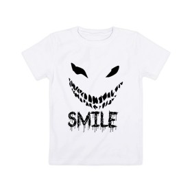 Детская футболка хлопок с принтом Smile в Рязани, 100% хлопок | круглый вырез горловины, полуприлегающий силуэт, длина до линии бедер | Тематика изображения на принте: smile | улыбнись