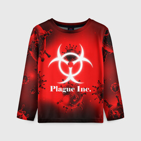 Детский лонгслив 3D с принтом PLAGUE INC. в Рязани, 100% полиэстер | длинные рукава, круглый вырез горловины, полуприлегающий силуэт
 | Тематика изображения на принте: molecule | plague inc | абстракция | бактерии | вирус | клетки | медицина | микробы | молекулы | наука | нейрон | нейроны | планета | текстура | текстуры | формула