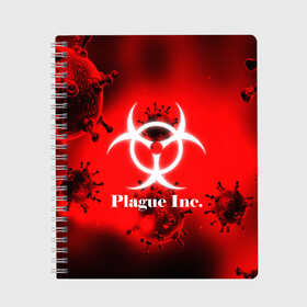 Тетрадь с принтом PLAGUE INC в Рязани, 100% бумага | 48 листов, плотность листов — 60 г/м2, плотность картонной обложки — 250 г/м2. Листы скреплены сбоку удобной пружинной спиралью. Уголки страниц и обложки скругленные. Цвет линий — светло-серый
 | molecule | plague inc | абстракция | бактерии | вирус | клетки | медицина | микробы | молекулы | наука | нейрон | нейроны | планета | текстура | текстуры | формула