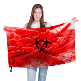 Флаг 3D с принтом PLAGUE INC.BIOHAZARD в Рязани, 100% полиэстер | плотность ткани — 95 г/м2, размер — 67 х 109 см. Принт наносится с одной стороны | molecule | plague inc | абстракция | бактерии | вирус | клетки | медицина | микробы | молекулы | наука | нейрон | нейроны | планета | текстура | текстуры | формула