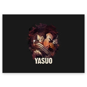 Поздравительная открытка с принтом Yasuo в Рязани, 100% бумага | плотность бумаги 280 г/м2, матовая, на обратной стороне линовка и место для марки
 | jinx | kda | league | lol | moba | pentakill | riot | rise | rus | skins | варвик | варус | воин | легенд | лига | лол | маг | стрелок | танк | чемпион