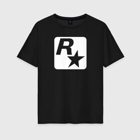 Женская футболка хлопок Oversize с принтом Rockstar Games в Рязани, 100% хлопок | свободный крой, круглый ворот, спущенный рукав, длина до линии бедер
 | grand theft auto 2 | grand theft auto 3 | grand theft auto v | grand theft auto: san andreas | grand theft auto: vice city | gta 1 | gta 2 | gta 3 | gta 4 | gta 5 | gta online | gta v | город | игры