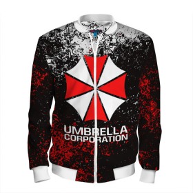 Мужской бомбер 3D с принтом UMBRELLA CORP в Рязани, 100% полиэстер | застегивается на молнию, по бокам два кармана без застежек, по низу бомбера и на воротнике - эластичная резинка | Тематика изображения на принте: ada wong | biohazard | leon | nemesis | project resistance | raccoon city | re2 | resident evil 2 | rpd | stars | umbrella | ада вонг | амбрелла | немесис | ужасы